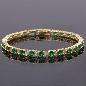 Yellow Gold Plated CZ Eternity Bracelet
